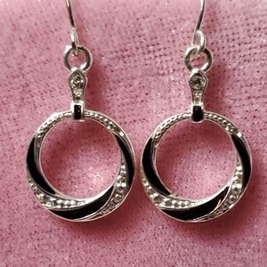 Silver and Black Circular Earrings